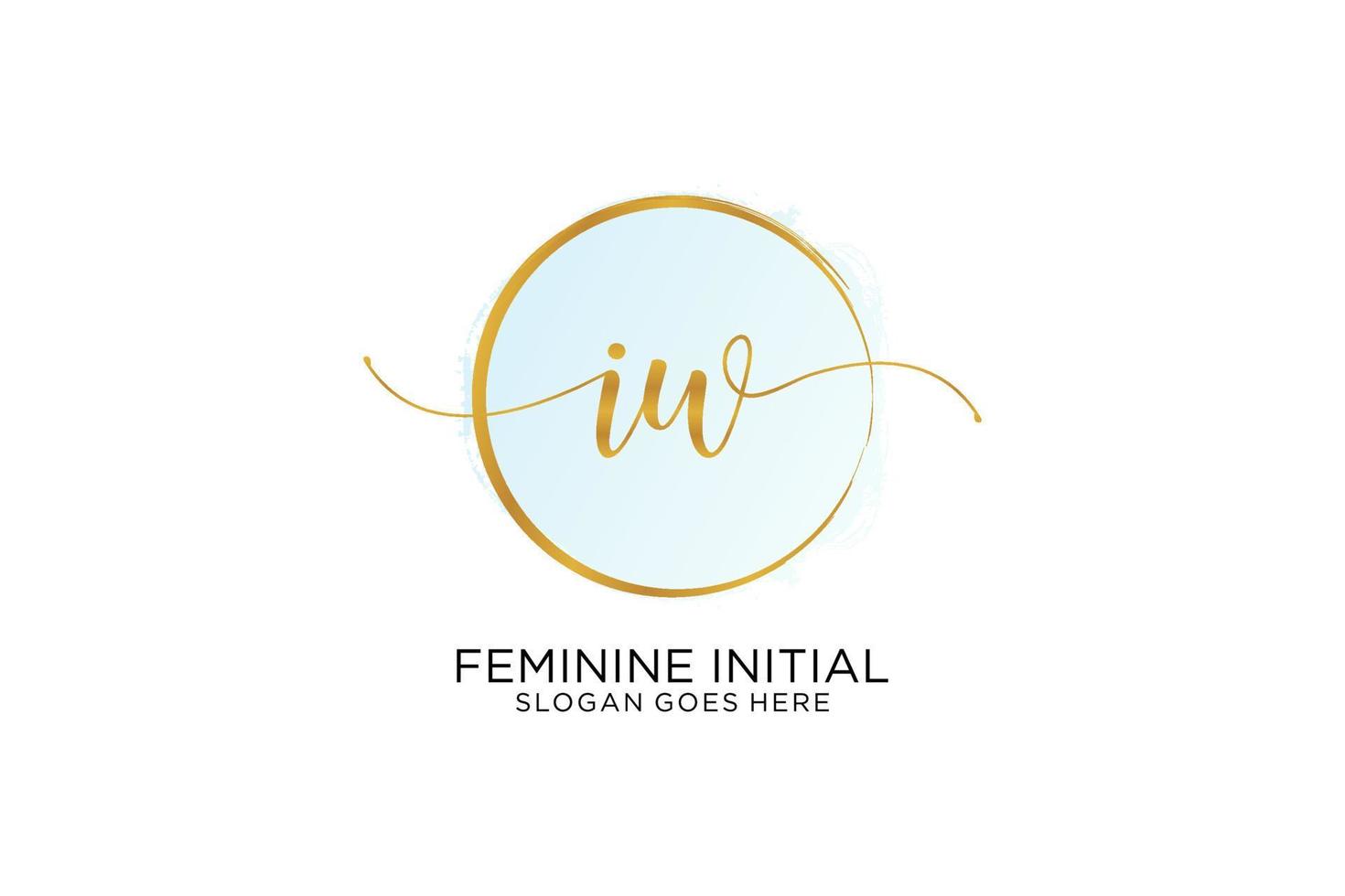 Initial IW handwriting logo with circle template vector signature, wedding, fashion, floral and botanical with creative template.