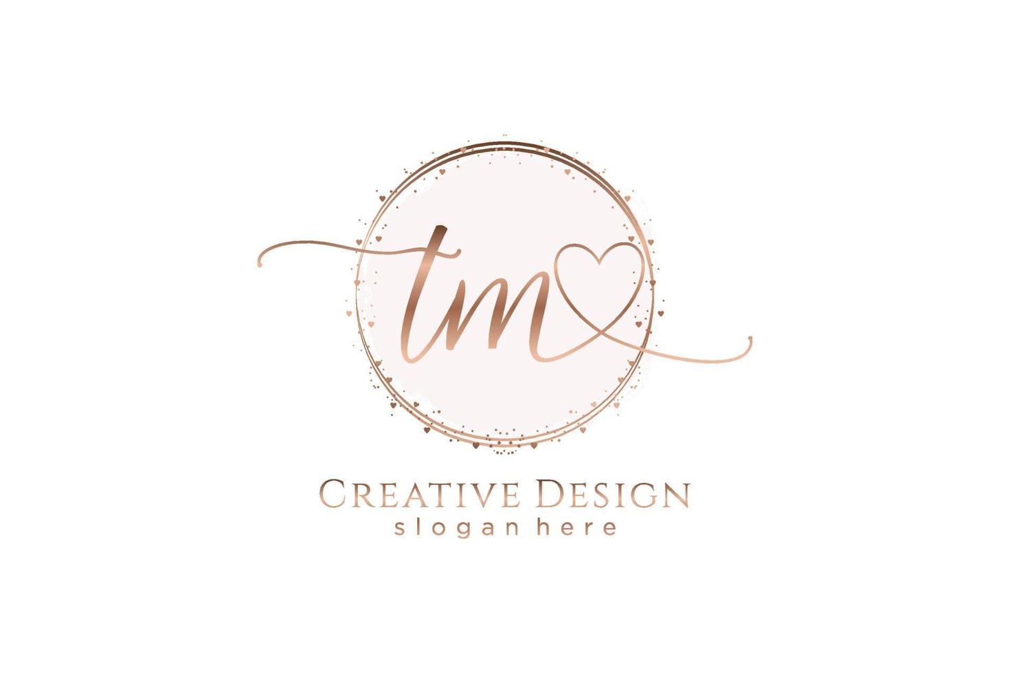 Initial TM handwriting logo with circle template vector logo of initial wedding, fashion, floral and botanical with creative template.