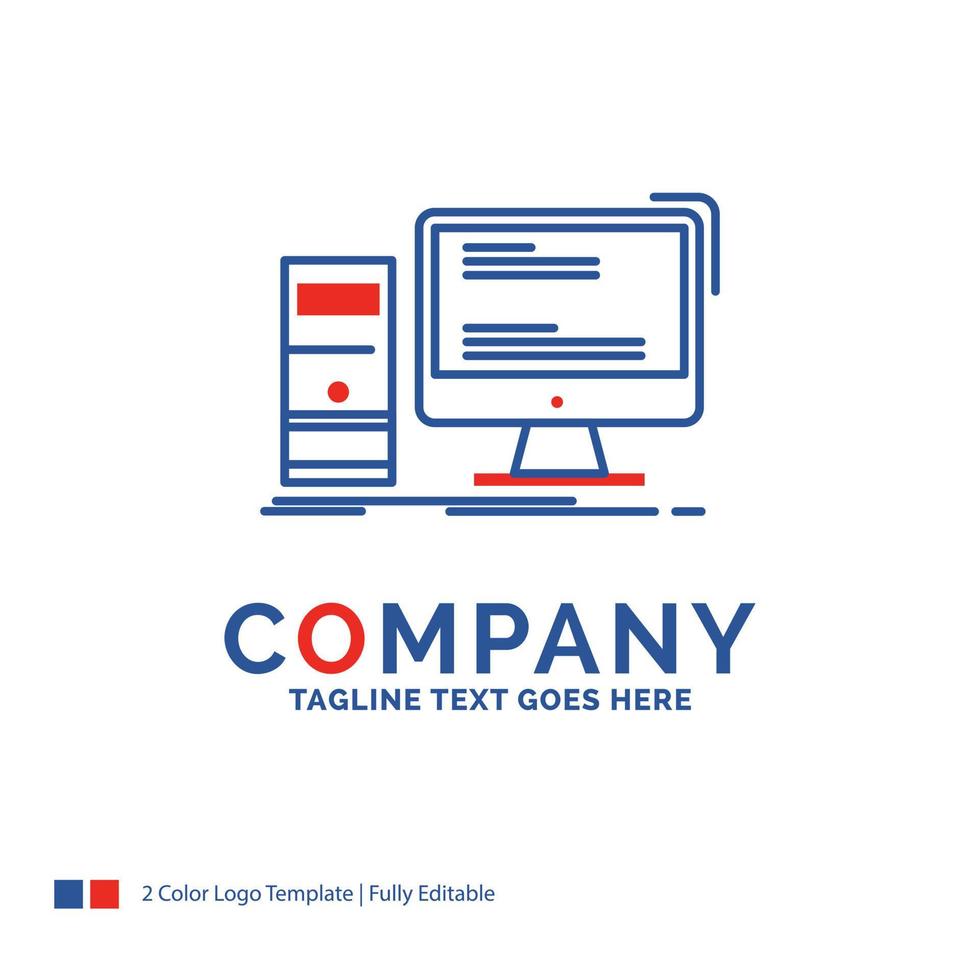 Company Name Logo Design For Computer. desktop. gaming. pc. personal. Blue and red Brand Name Design with place for Tagline. Abstract Creative Logo template for Small and Large Business. vector