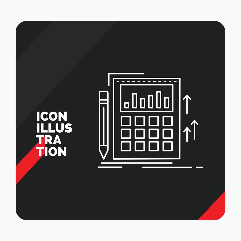 fondo de presentación creativa rojo y negro para contabilidad. auditoría. bancario. cálculo. icono de línea de calculadora vector