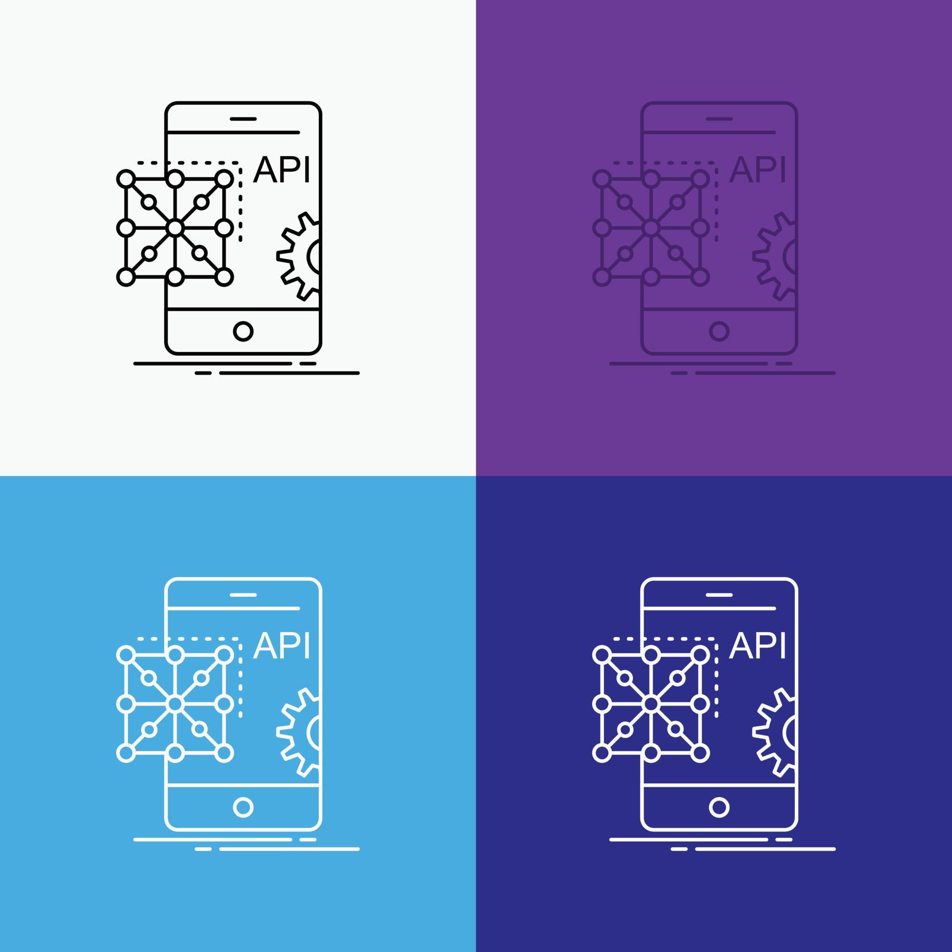 Api. Application. coding. Development. Mobile Icon Over Various ...