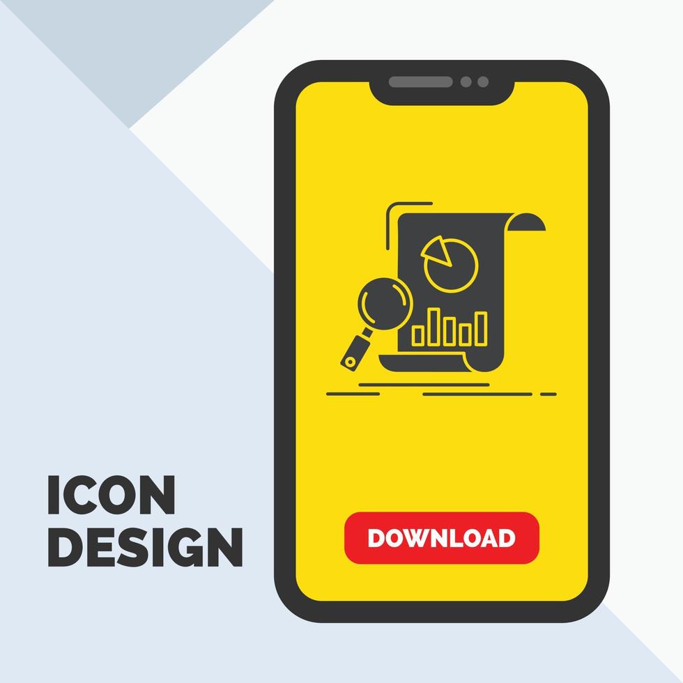 Analysis. analytics. business. financial. research Glyph Icon in Mobile for Download Page. Yellow Background vector