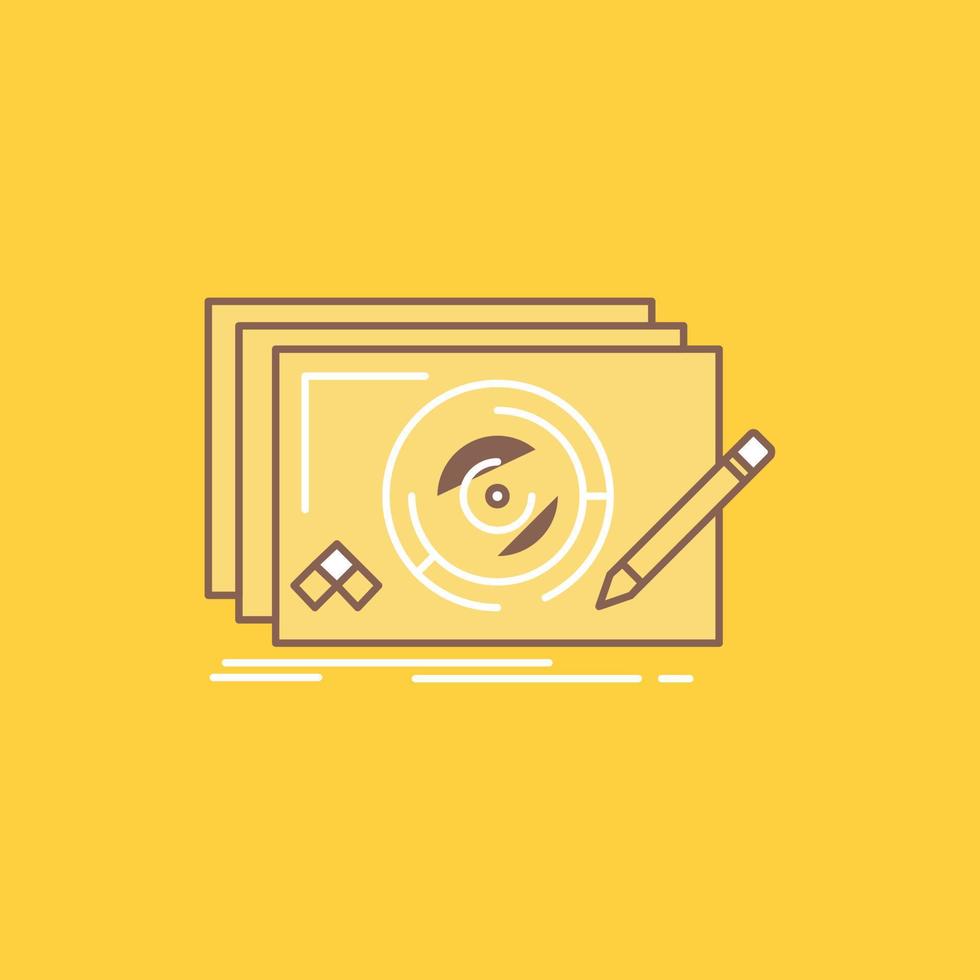 Level. design. new. complete. game Flat Line Filled Icon. Beautiful Logo button over yellow background for UI and UX. website or mobile application vector
