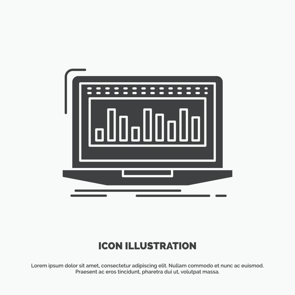 datos. financiero. índice. vigilancia. icono de acciones. símbolo gris vectorial de glifo para ui y ux. sitio web o aplicación móvil vector