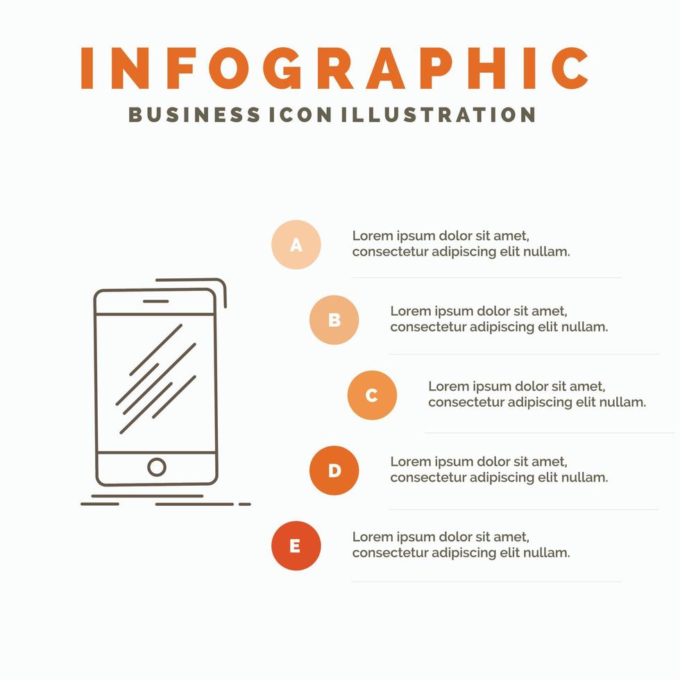 Device. mobile. phone. smartphone. telephone Infographics Template for Website and Presentation. Line Gray icon with Orange infographic style vector illustration