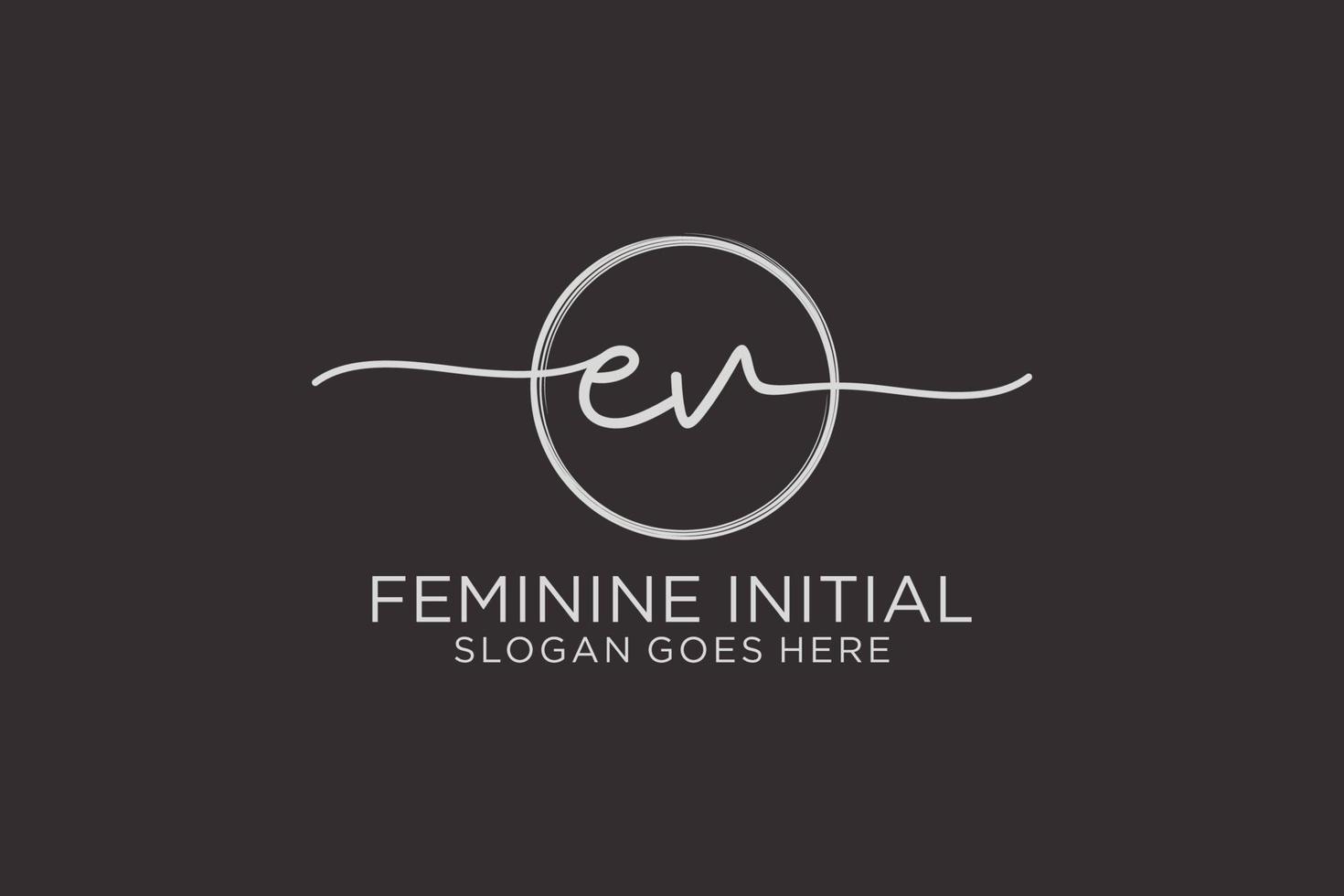 Initial EV handwriting logo with circle template vector logo of initial signature, wedding, fashion, floral and botanical with creative template.