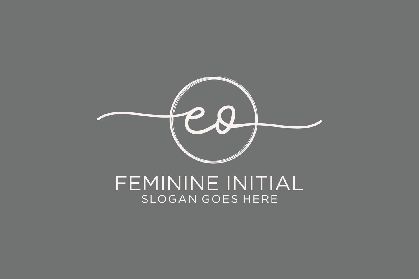 Initial EO handwriting logo with circle template vector logo of initial signature, wedding, fashion, floral and botanical with creative template.