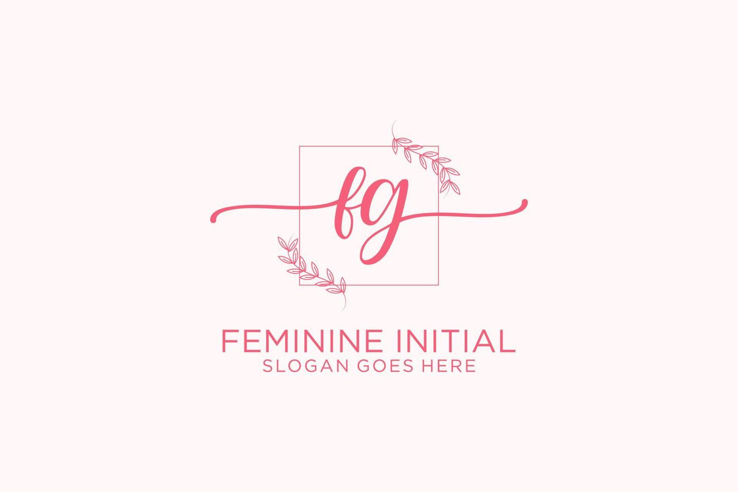 Initial FG beauty monogram and elegant logo design handwriting logo of initial signature, wedding, fashion, floral and botanical with creative template. vector