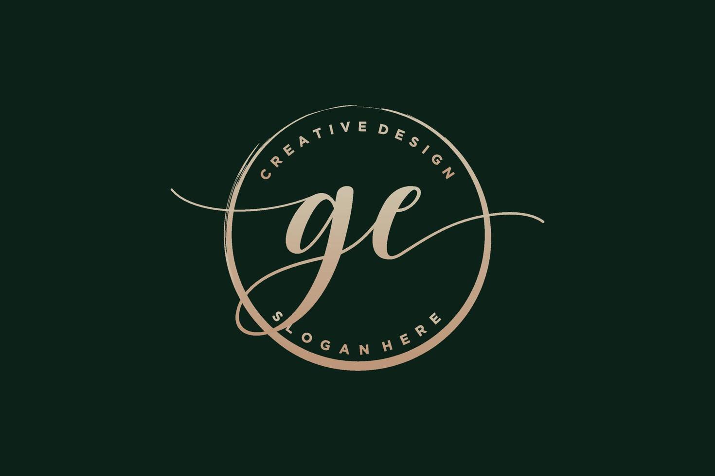 logotipo inicial de escritura a mano ge con firma vectorial de plantilla de círculo, boda, moda, floral y botánica con plantilla creativa. vector