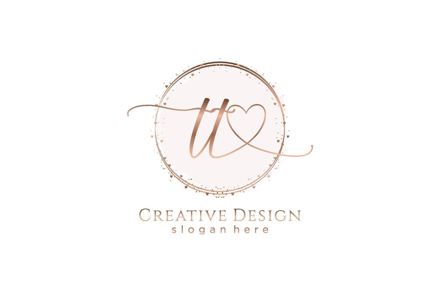 Initial TT handwriting logo with circle template vector logo of initial wedding, fashion, floral and botanical with creative template.