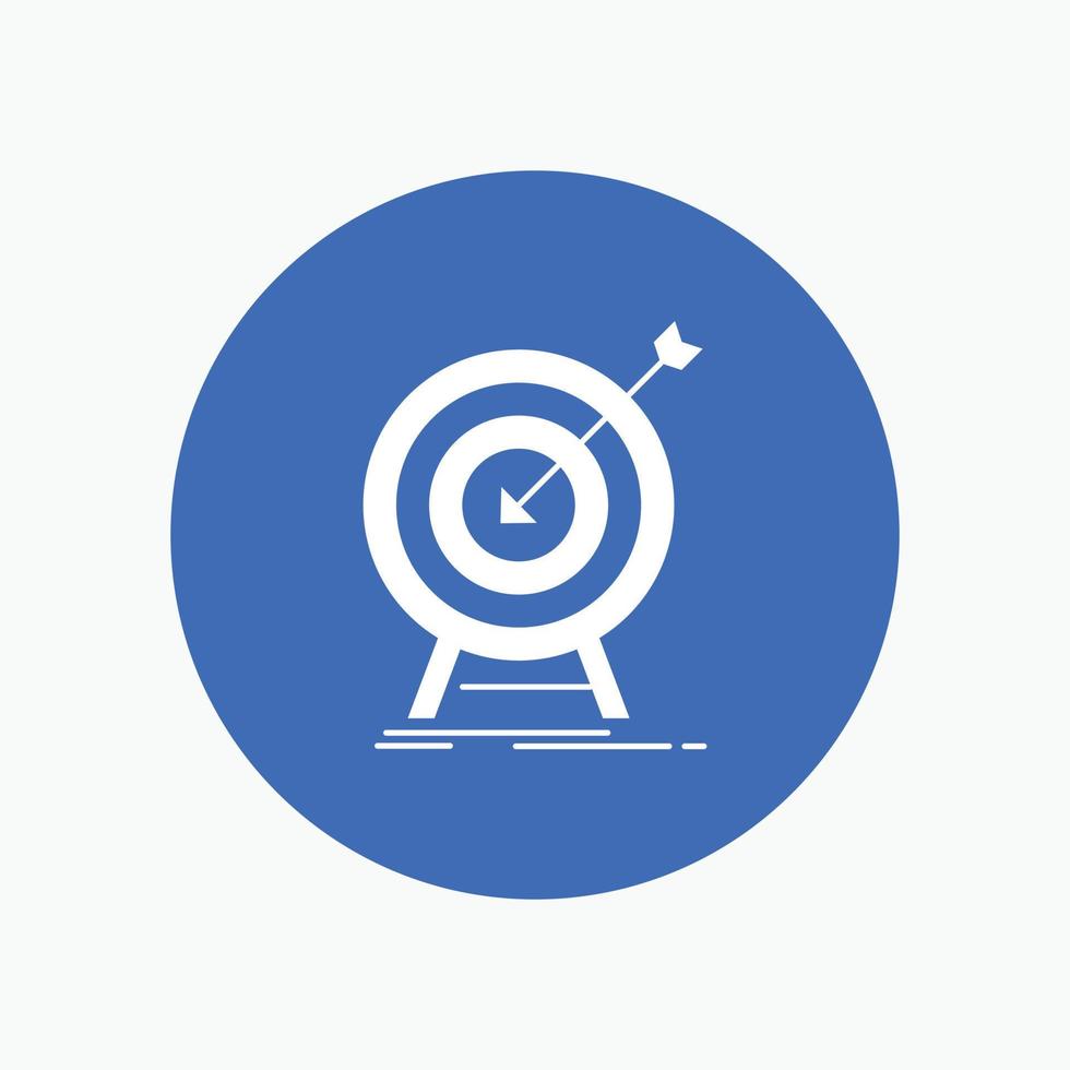 goal. hit. market. success. target White Glyph Icon in Circle. Vector Button illustration