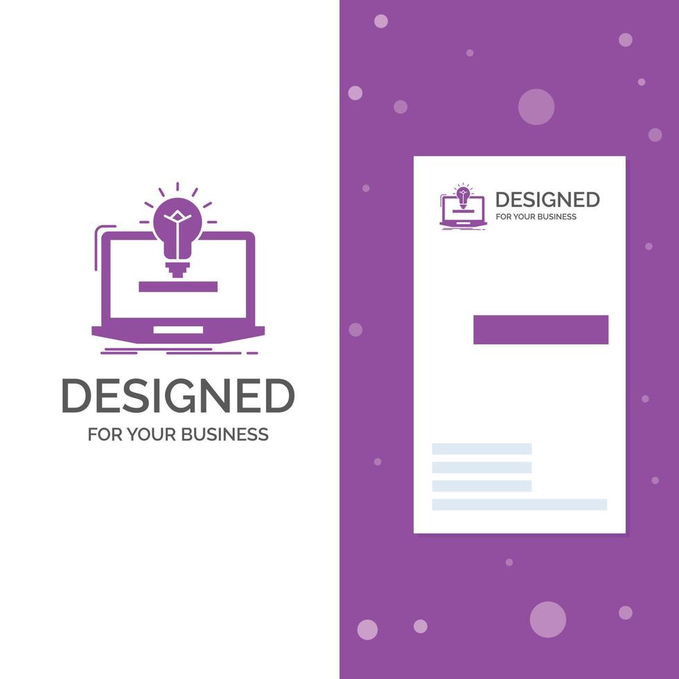 Business Logo for laptop. solution. idea. bulb. solution. Vertical Purple Business .Visiting Card template. Creative background vector illustration