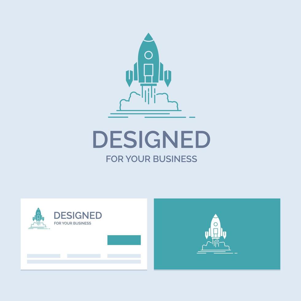 Launch. mission. shuttle. startup. publish Business Logo Glyph Icon Symbol for your business. Turquoise Business Cards with Brand logo template. vector