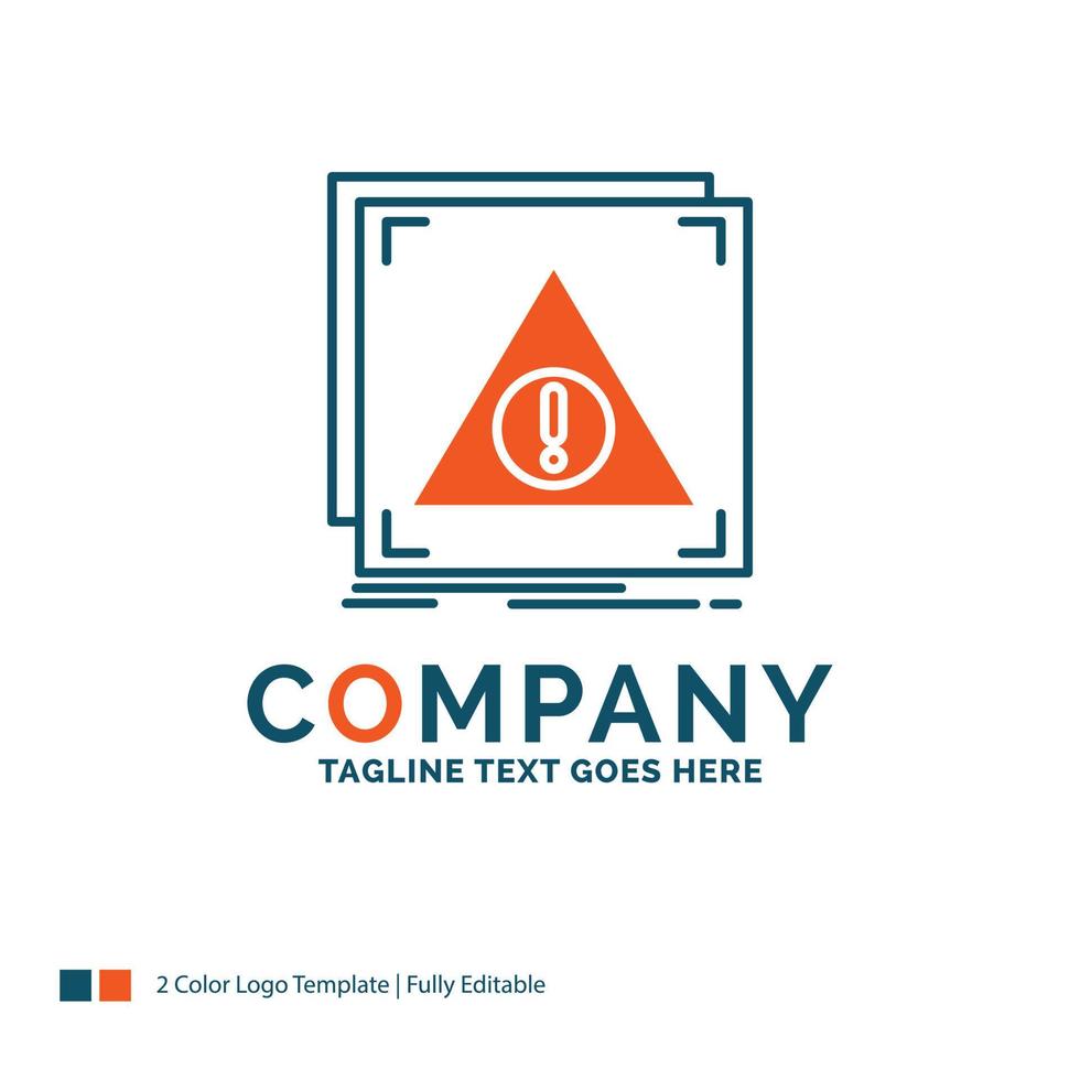 Error. Application. Denied. server. alert Logo Design. Blue and Orange Brand Name Design. Place for Tagline. Business Logo template. vector