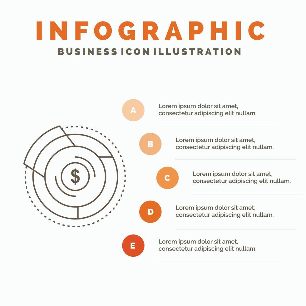 balance. presupuesto. diagrama. financiero. plantilla de infografía gráfica para sitio web y presentación. icono de línea gris con ilustración de vector de estilo infográfico naranja