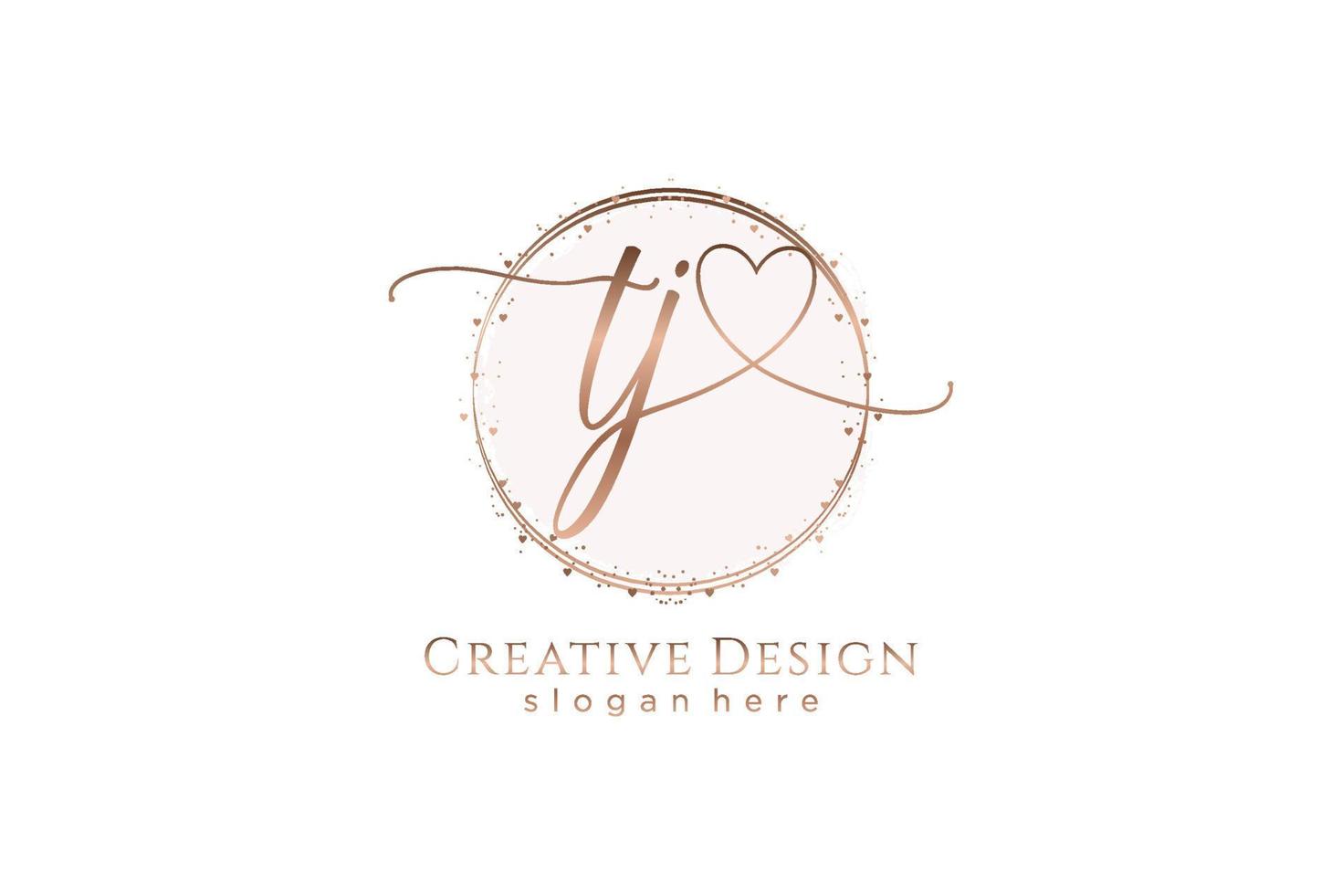 Initial TJ handwriting logo with circle template vector logo of initial wedding, fashion, floral and botanical with creative template.
