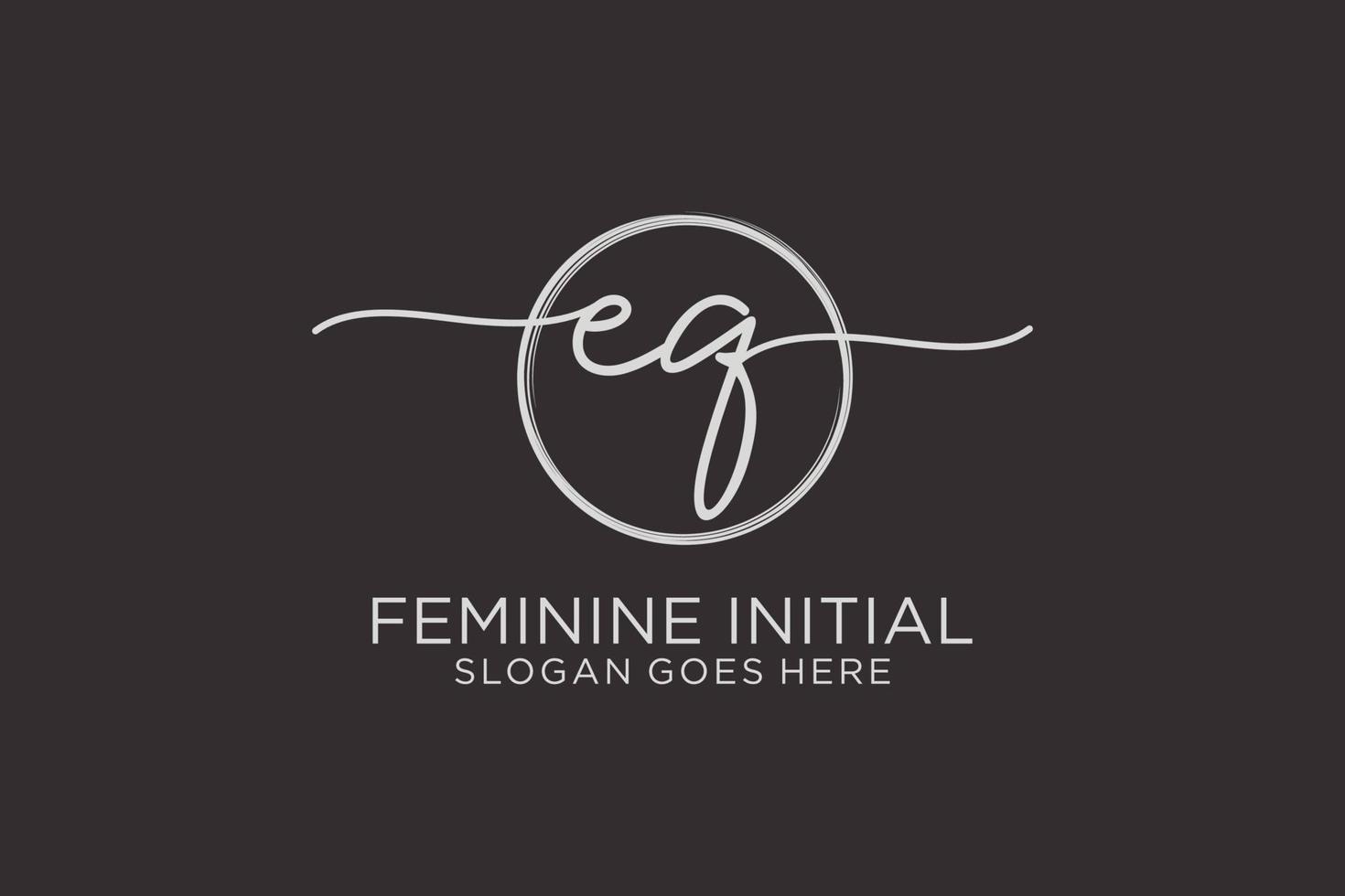 Initial EQ handwriting logo with circle template vector logo of initial signature, wedding, fashion, floral and botanical with creative template.