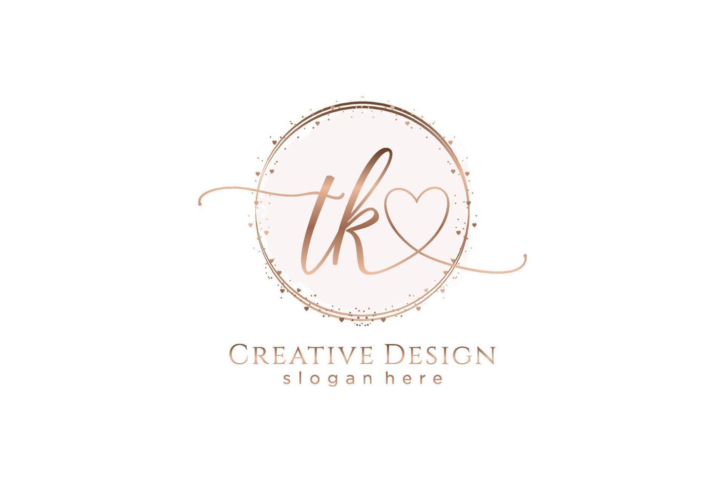 Initial TK handwriting logo with circle template vector logo of initial wedding, fashion, floral and botanical with creative template.