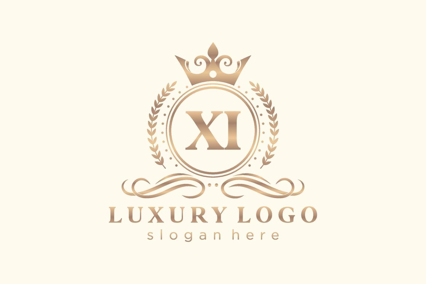 plantilla de logotipo de lujo real de letra xi inicial en arte vectorial para restaurante, realeza, boutique, cafetería, hotel, heráldica, joyería, moda y otras ilustraciones vectoriales. vector