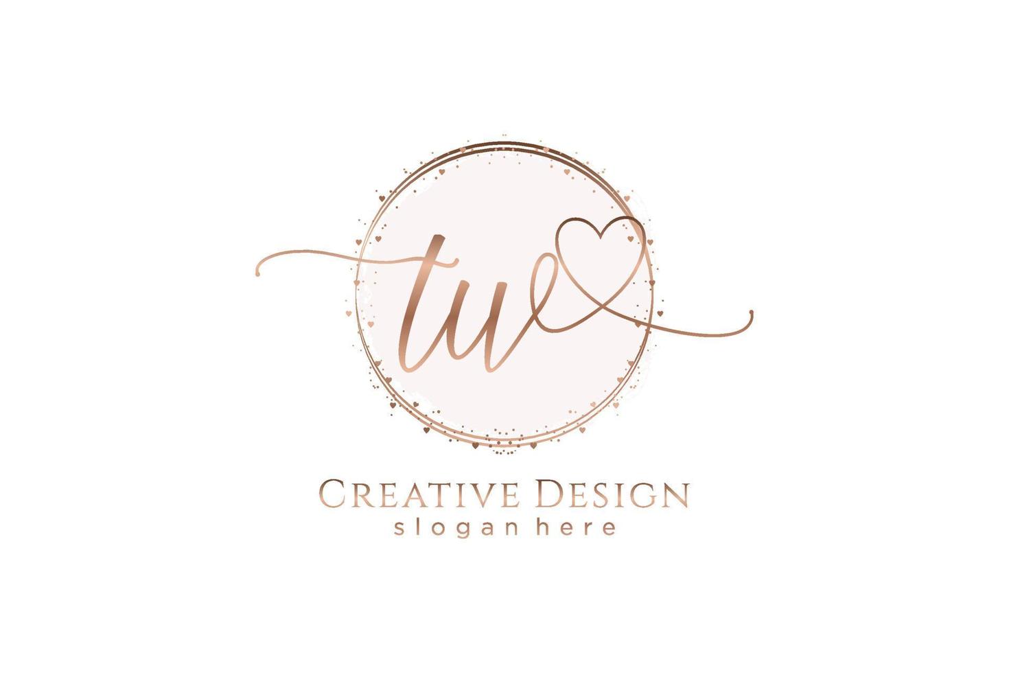 Initial TW handwriting logo with circle template vector logo of initial wedding, fashion, floral and botanical with creative template.
