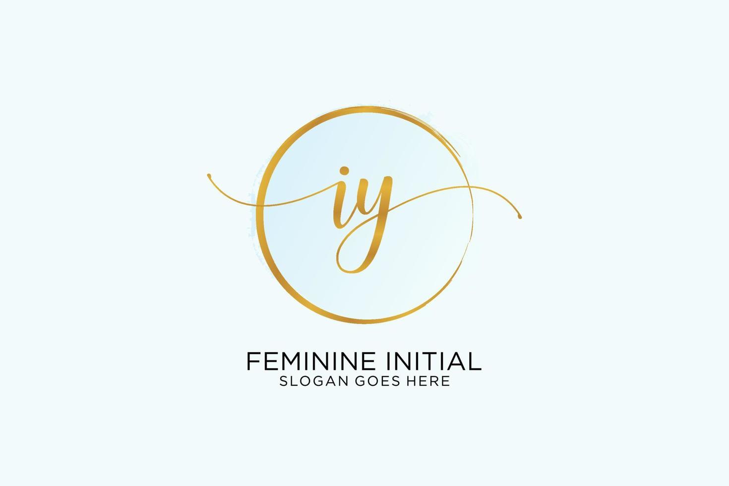 Initial IY handwriting logo with circle template vector signature, wedding, fashion, floral and botanical with creative template.