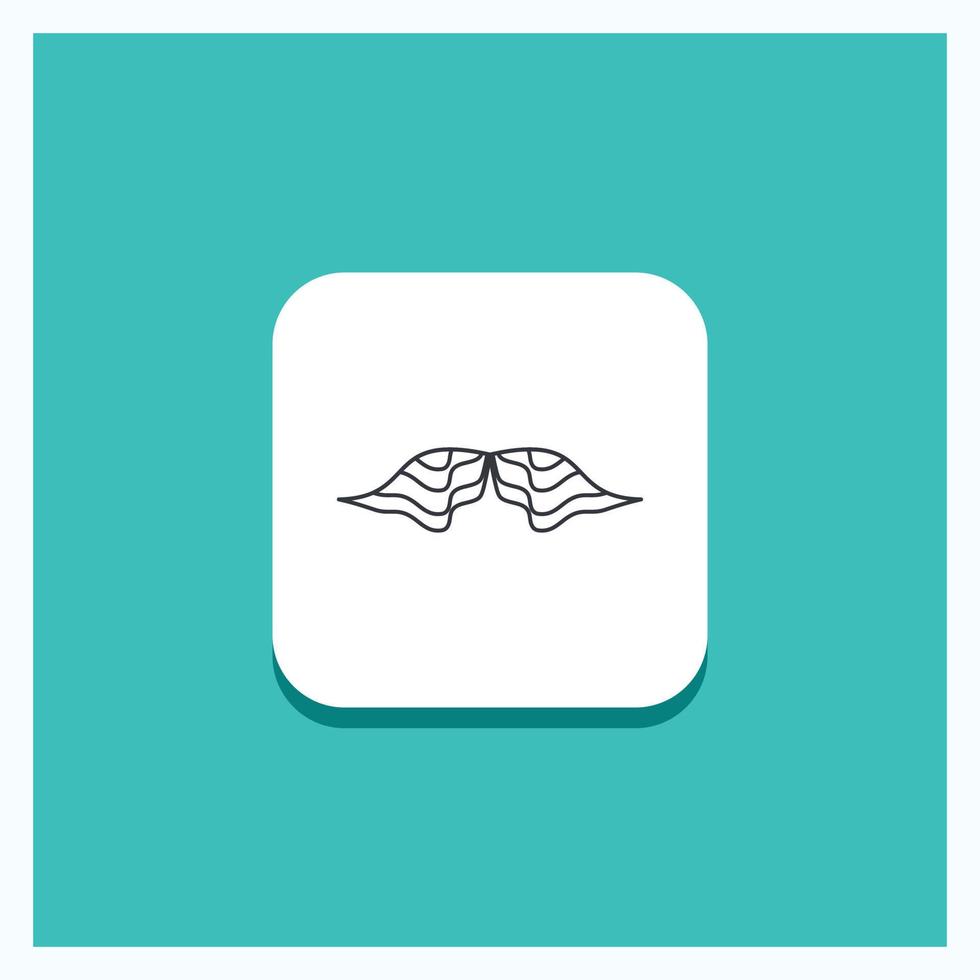 Round Button for moustache. Hipster. movember. male. men Line icon Turquoise Background vector