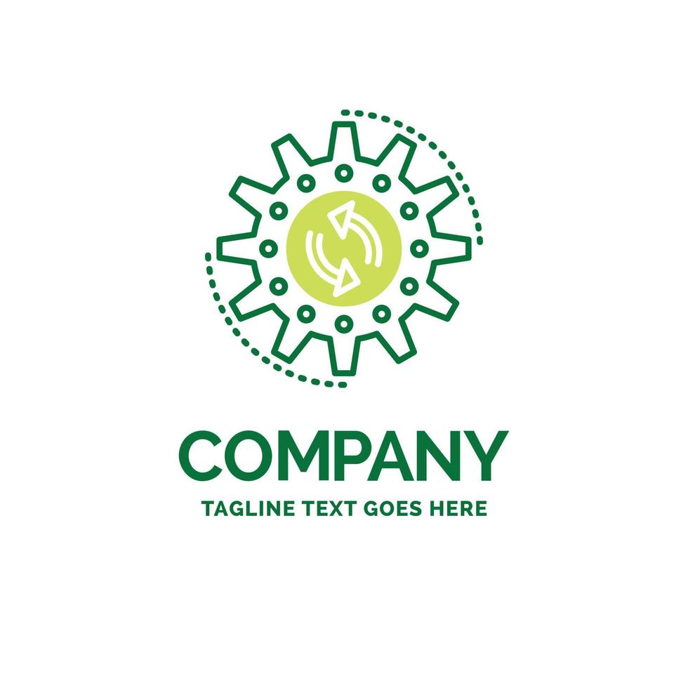 management. process. production. task. work Flat Business Logo template. Creative Green Brand Name Design. vector