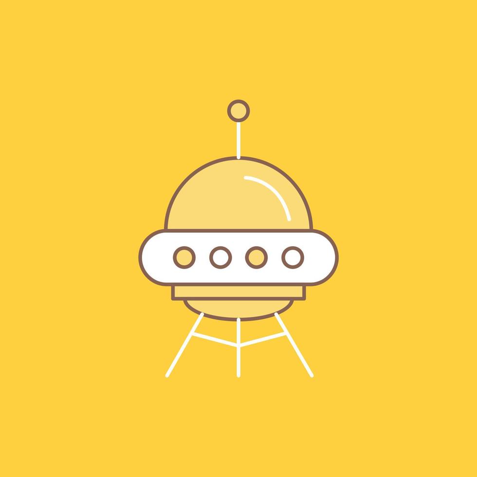 space ship. space. ship. rocket. alien Flat Line Filled Icon. Beautiful Logo button over yellow background for UI and UX. website or mobile application vector