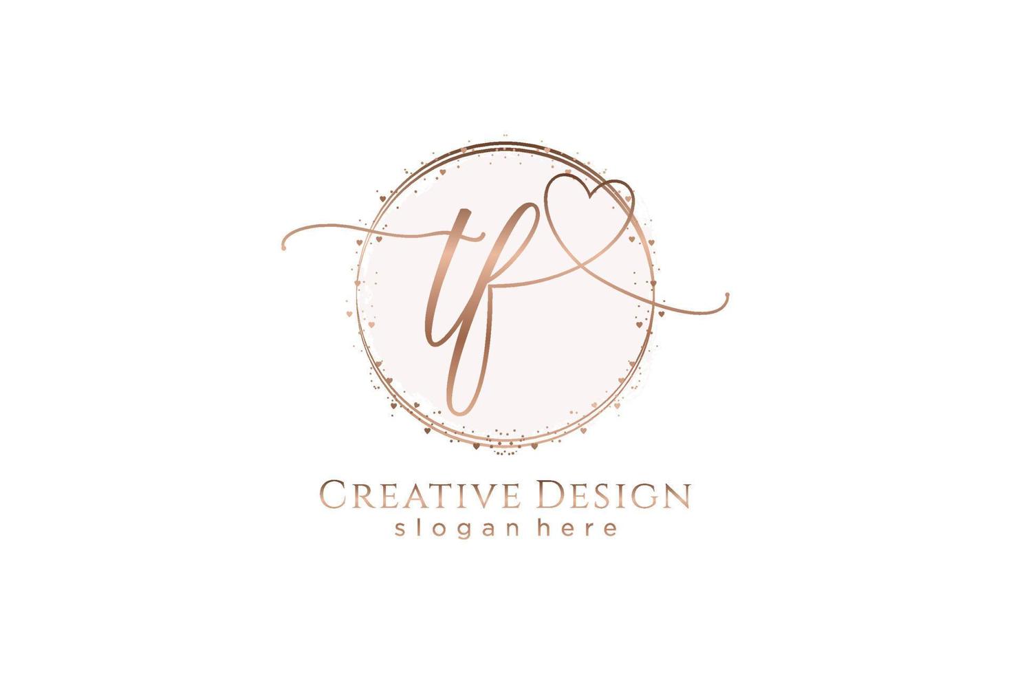 Initial TF handwriting logo with circle template vector logo of initial wedding, fashion, floral and botanical with creative template.