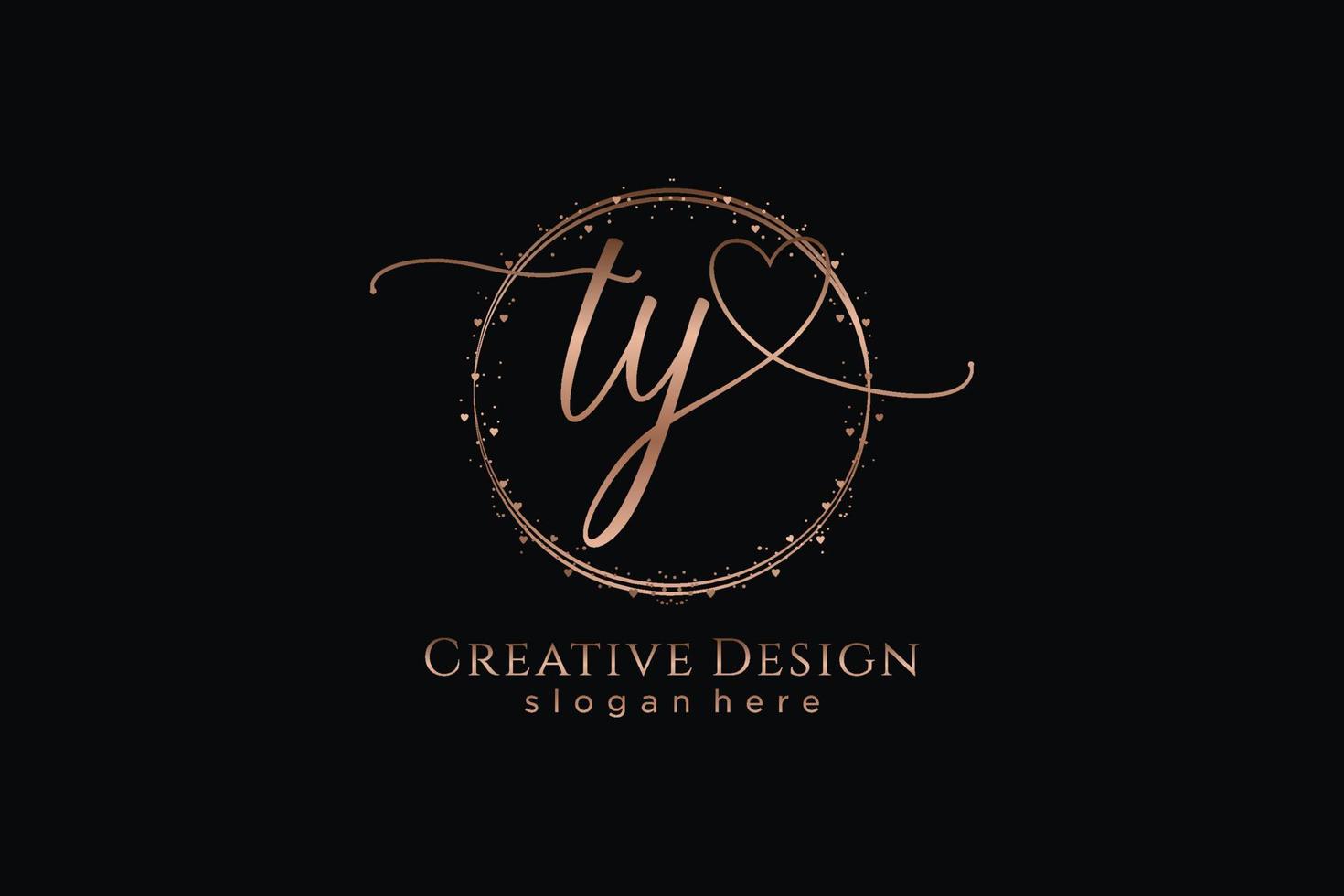 Initial TY handwriting logo with circle template vector logo of initial wedding, fashion, floral and botanical with creative template.