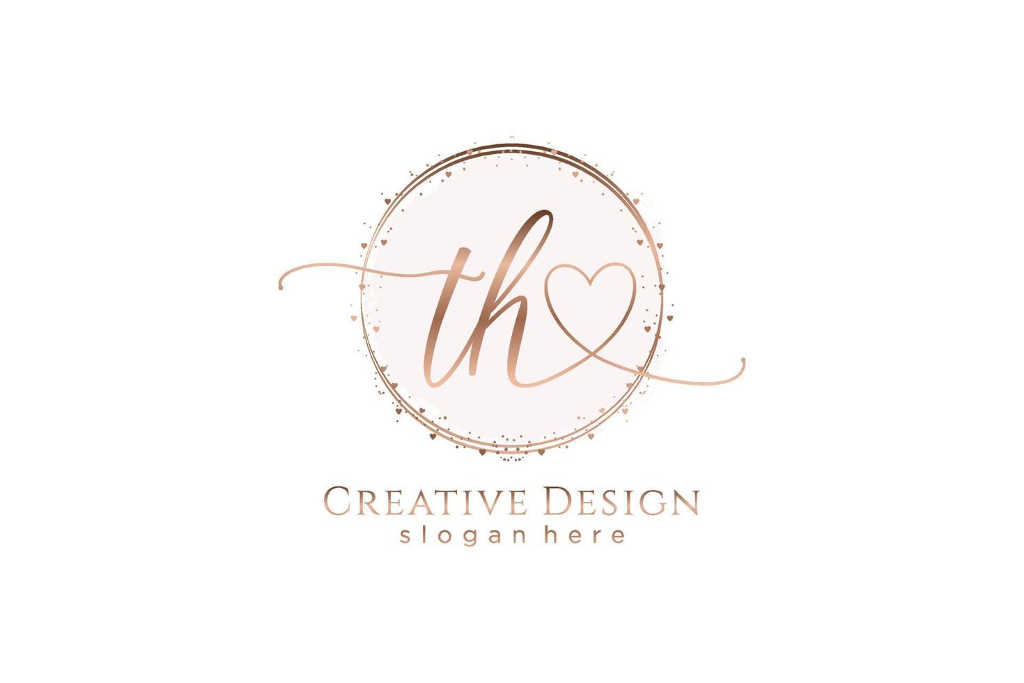 Initial TH handwriting logo with circle template vector logo of initial wedding, fashion, floral and botanical with creative template.