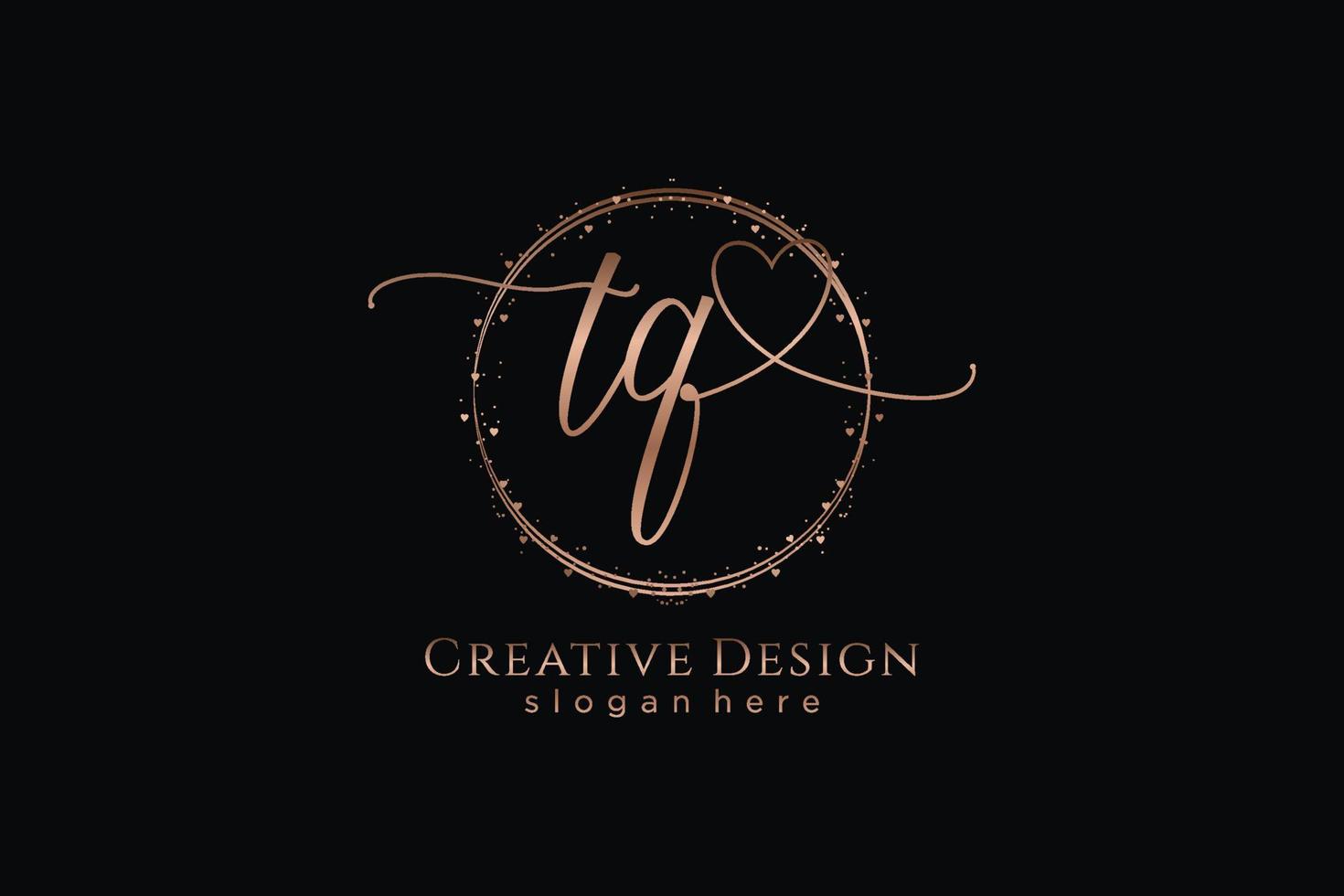 Initial TQ handwriting logo with circle template vector logo of initial wedding, fashion, floral and botanical with creative template.