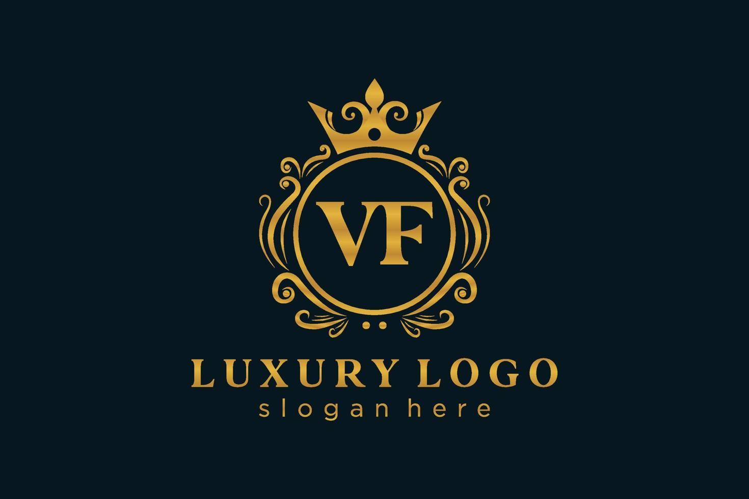 Initial VF Letter Royal Luxury Logo template in vector art for Restaurant, Royalty, Boutique, Cafe, Hotel, Heraldic, Jewelry, Fashion and other vector illustration.