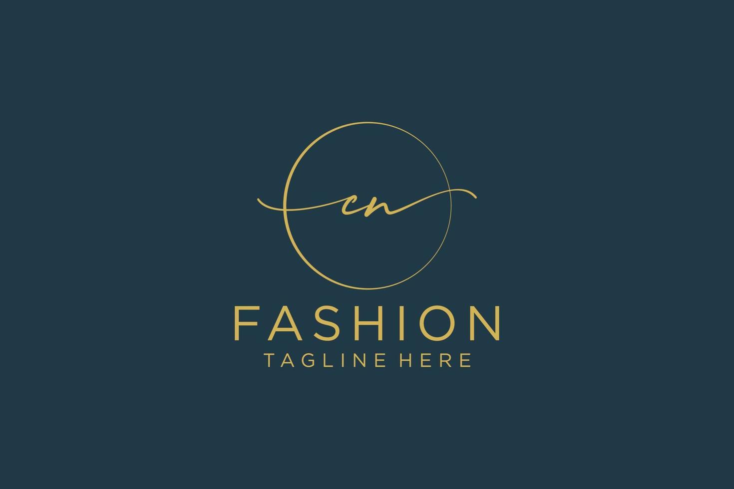 initial CN Feminine logo beauty monogram and elegant logo design, handwriting logo of initial signature, wedding, fashion, floral and botanical with creative template. vector