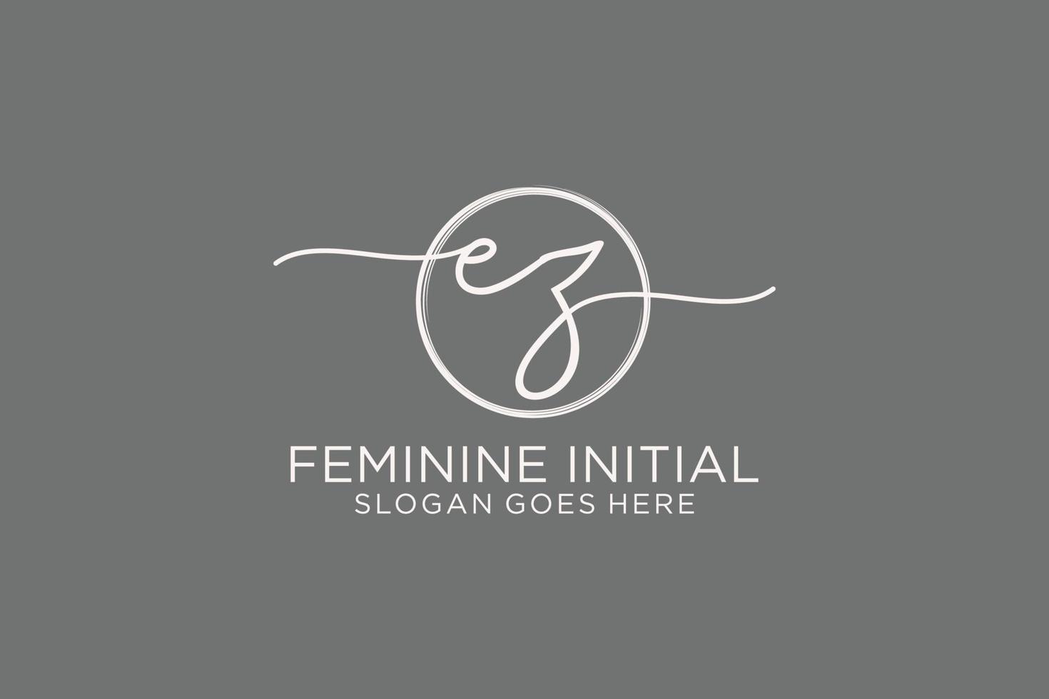 Initial EZ handwriting logo with circle template vector logo of initial signature, wedding, fashion, floral and botanical with creative template.