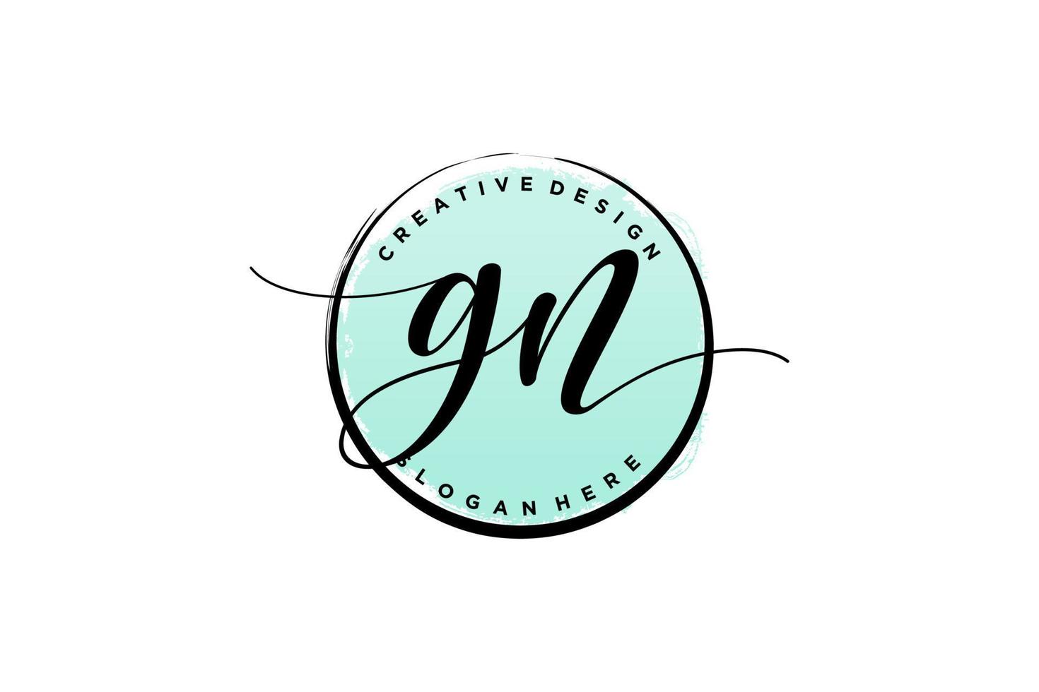 Initial GN handwriting logo with circle template vector signature, wedding, fashion, floral and botanical with creative template.