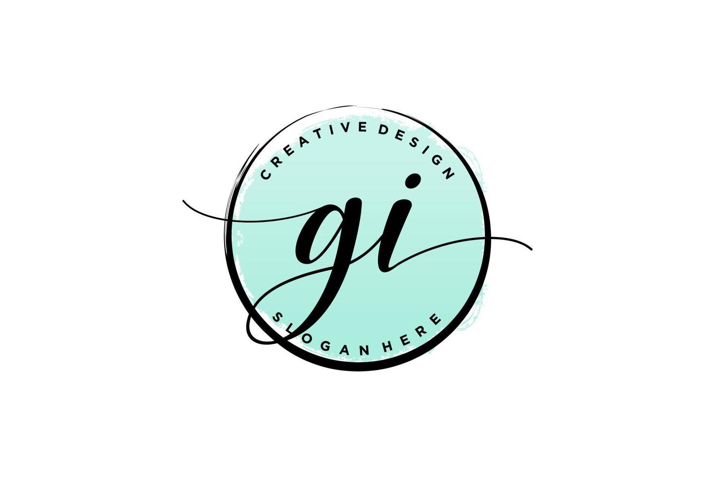 Initial GI handwriting logo with circle template vector signature, wedding, fashion, floral and botanical with creative template.