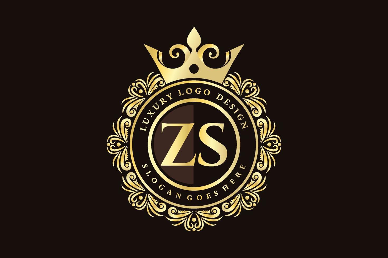 ZS Initial Letter Gold calligraphic feminine floral hand drawn heraldic monogram antique vintage style luxury logo design Premium Vector