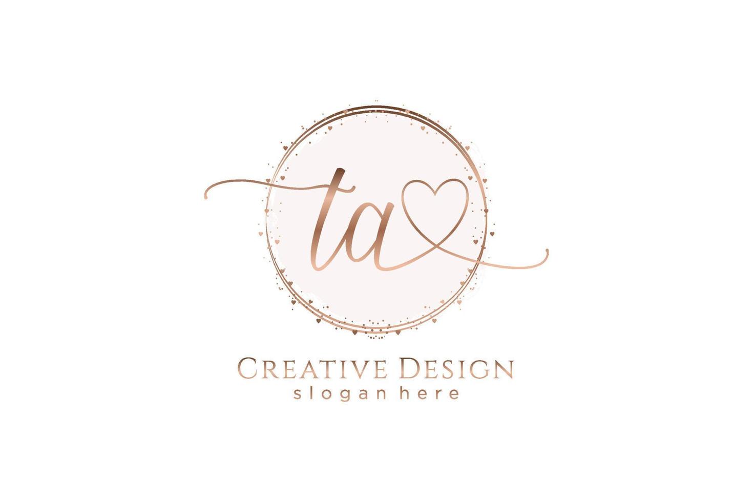 Initial TA handwriting logo with circle template vector logo of initial wedding, fashion, floral and botanical with creative template.