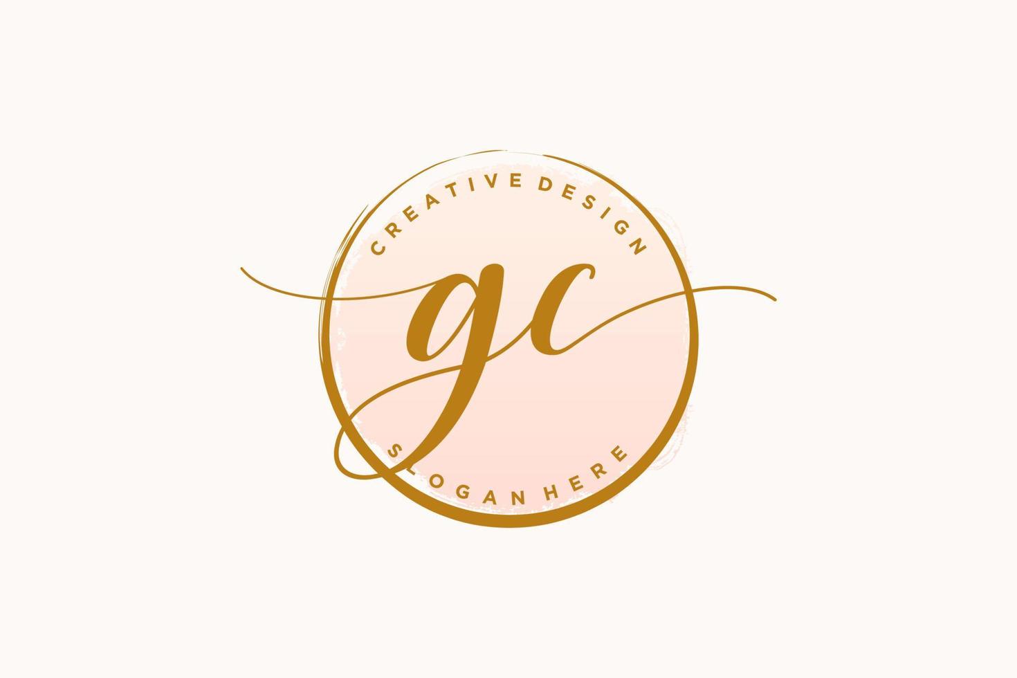 logotipo inicial de escritura gc con firma vectorial de plantilla circular, boda, moda, floral y botánica con plantilla creativa. vector