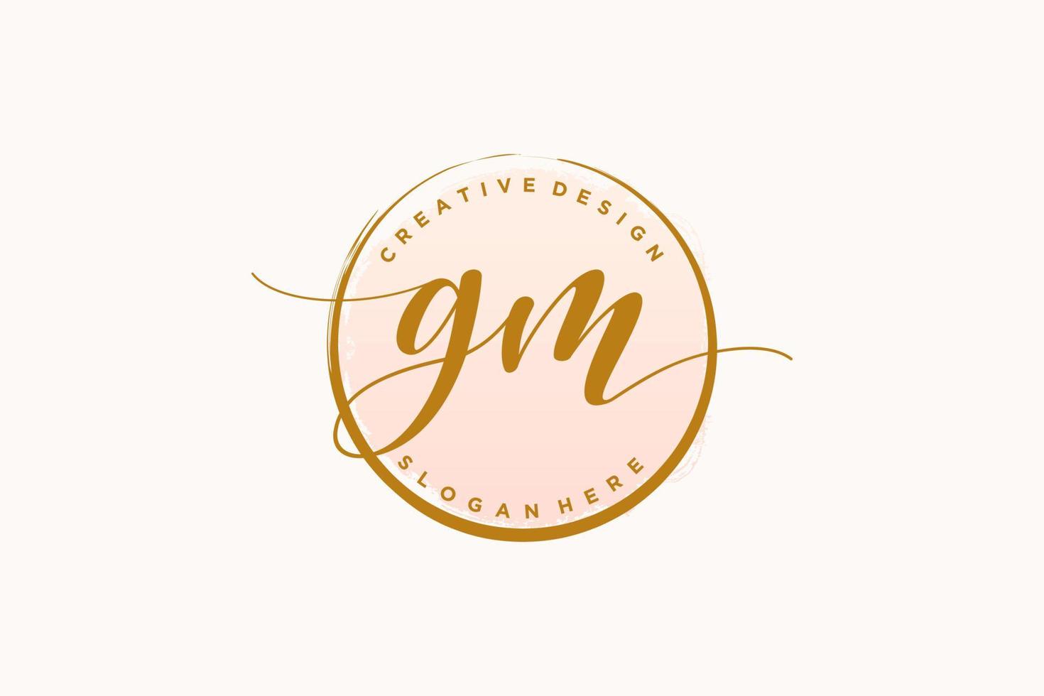 Initial GM handwriting logo with circle template vector signature, wedding, fashion, floral and botanical with creative template.