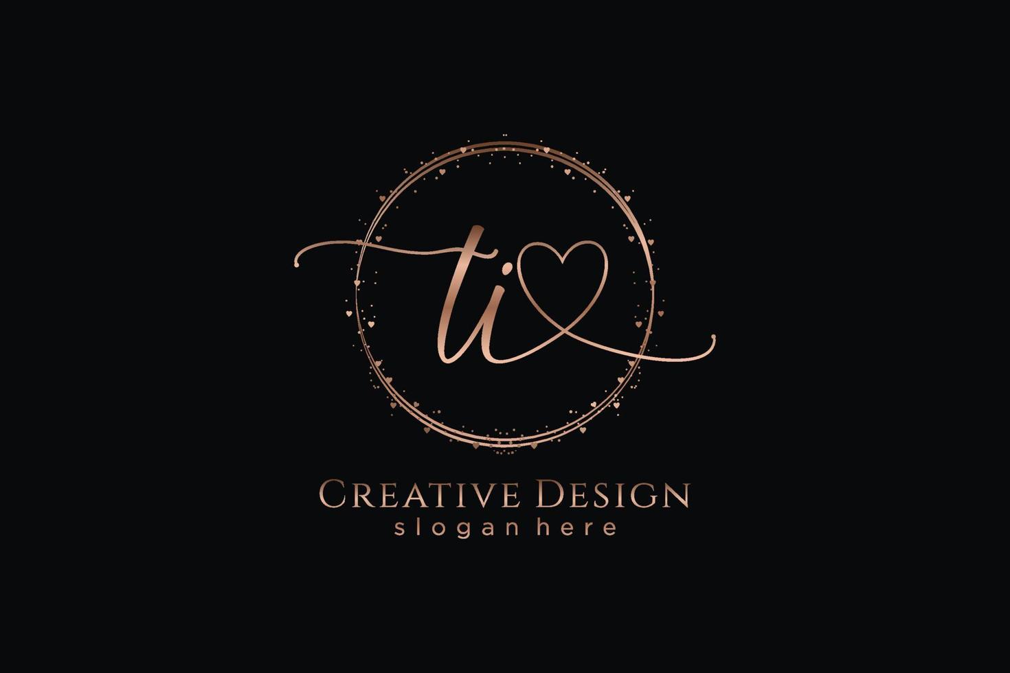 Initial TI handwriting logo with circle template vector logo of initial wedding, fashion, floral and botanical with creative template.