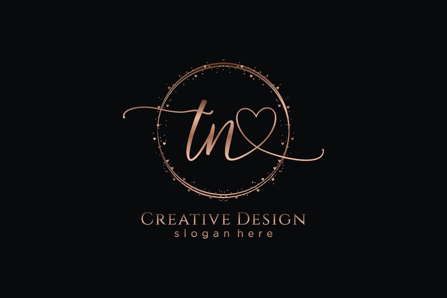 Initial TN handwriting logo with circle template vector logo of initial wedding, fashion, floral and botanical with creative template.