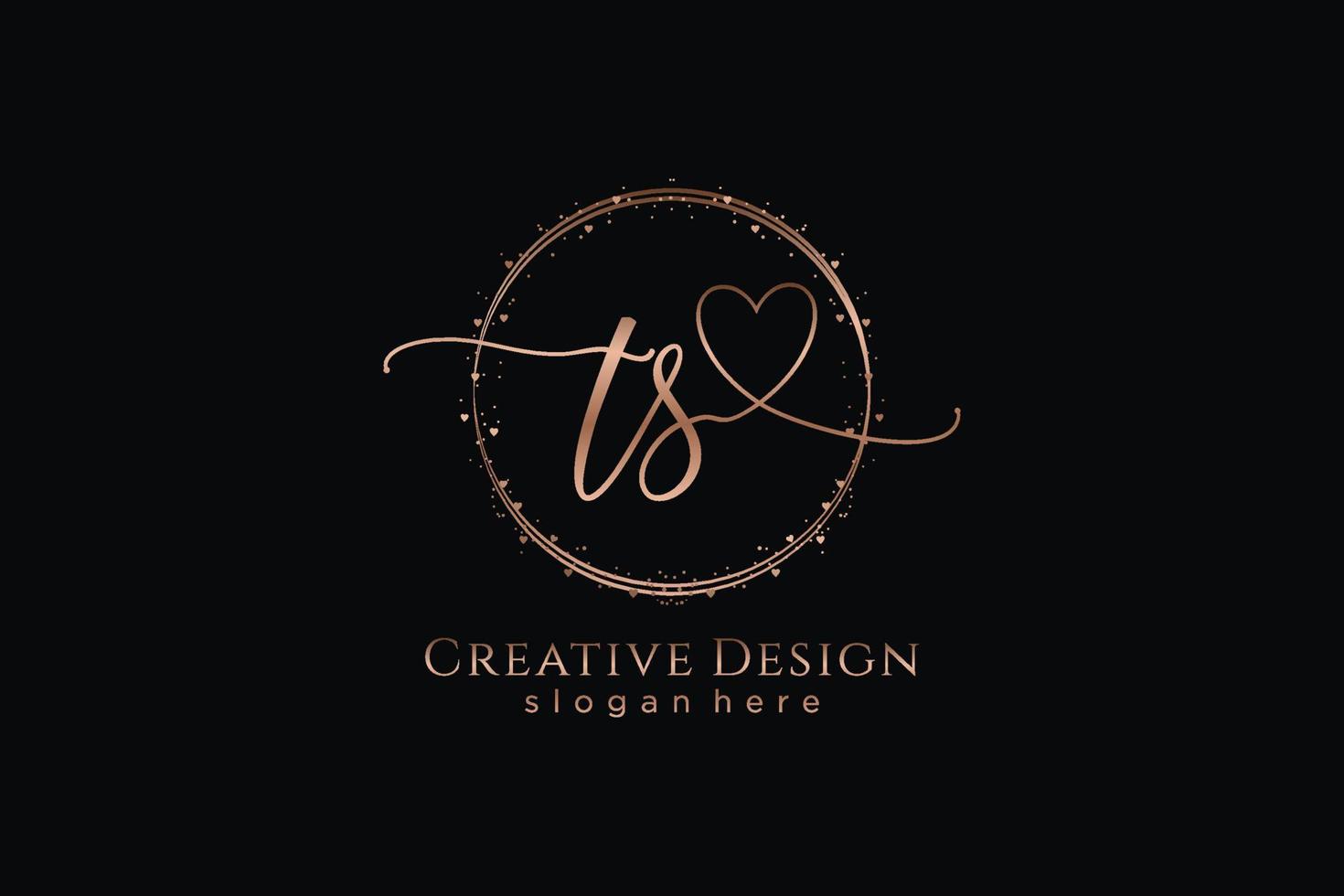 Initial TS handwriting logo with circle template vector logo of initial wedding, fashion, floral and botanical with creative template.