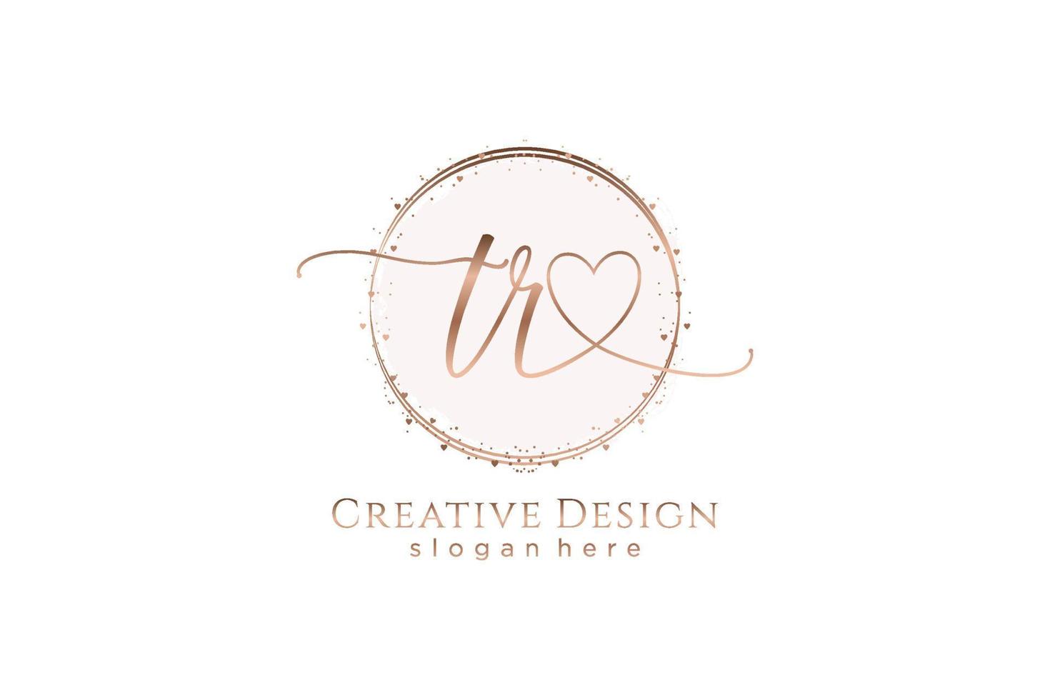 Initial TR handwriting logo with circle template vector logo of initial wedding, fashion, floral and botanical with creative template.