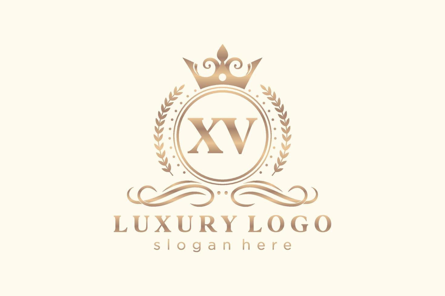 Initial XV Letter Royal Luxury Logo template in vector art for Restaurant, Royalty, Boutique, Cafe, Hotel, Heraldic, Jewelry, Fashion and other vector illustration.