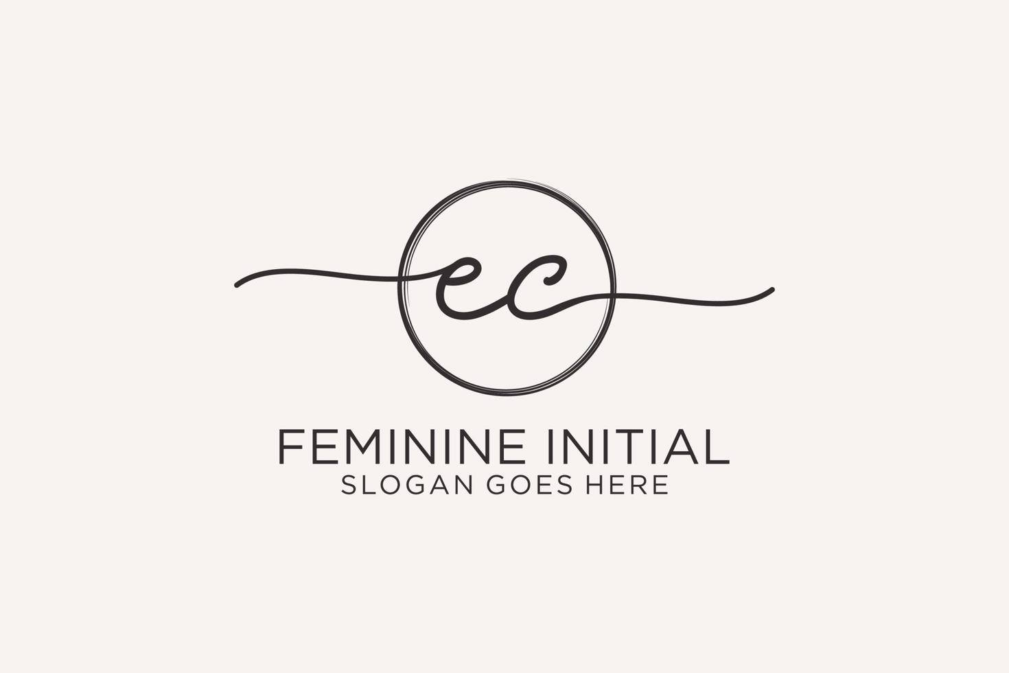 Initial EC handwriting logo with circle template vector logo of initial signature, wedding, fashion, floral and botanical with creative template.