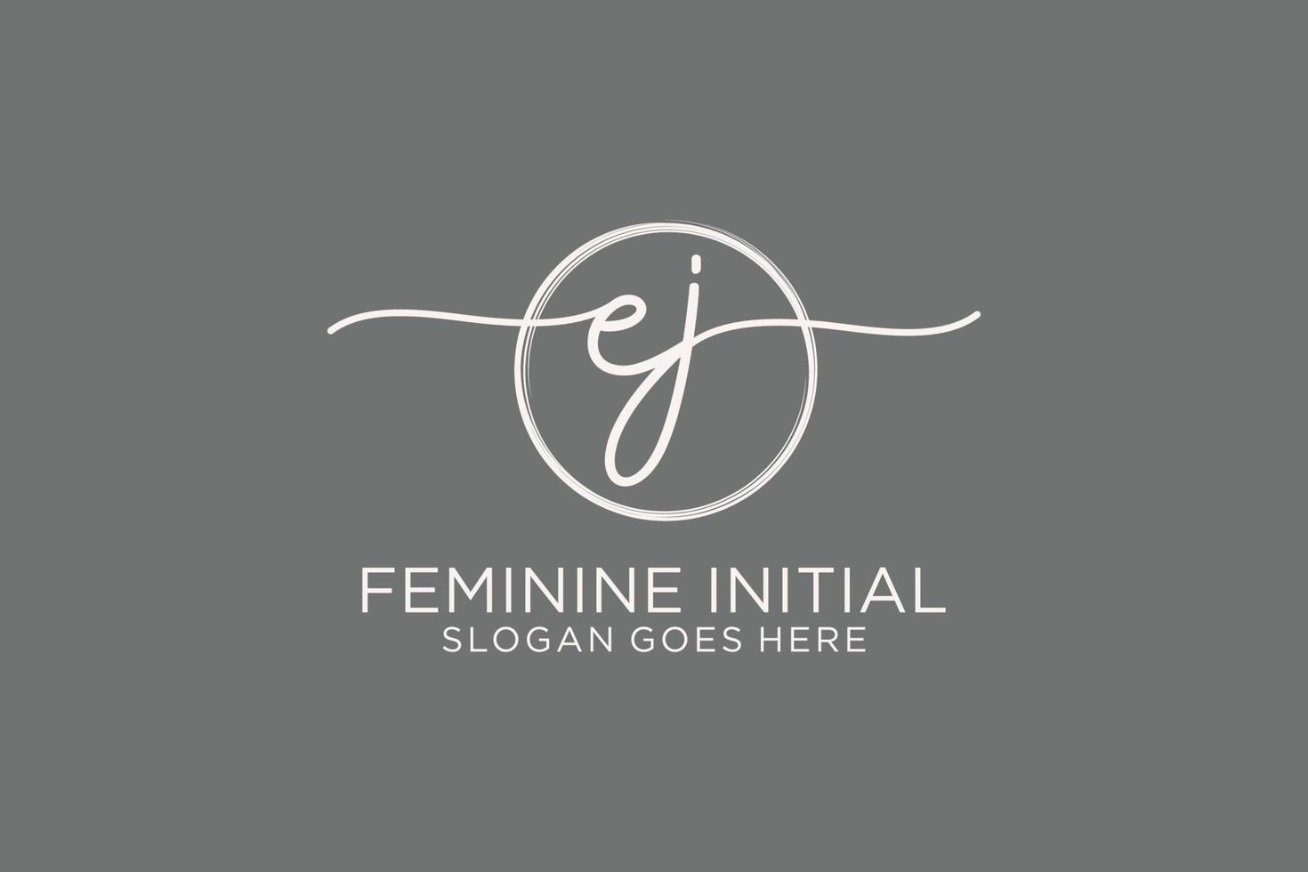 Initial EJ handwriting logo with circle template vector logo of initial signature, wedding, fashion, floral and botanical with creative template.