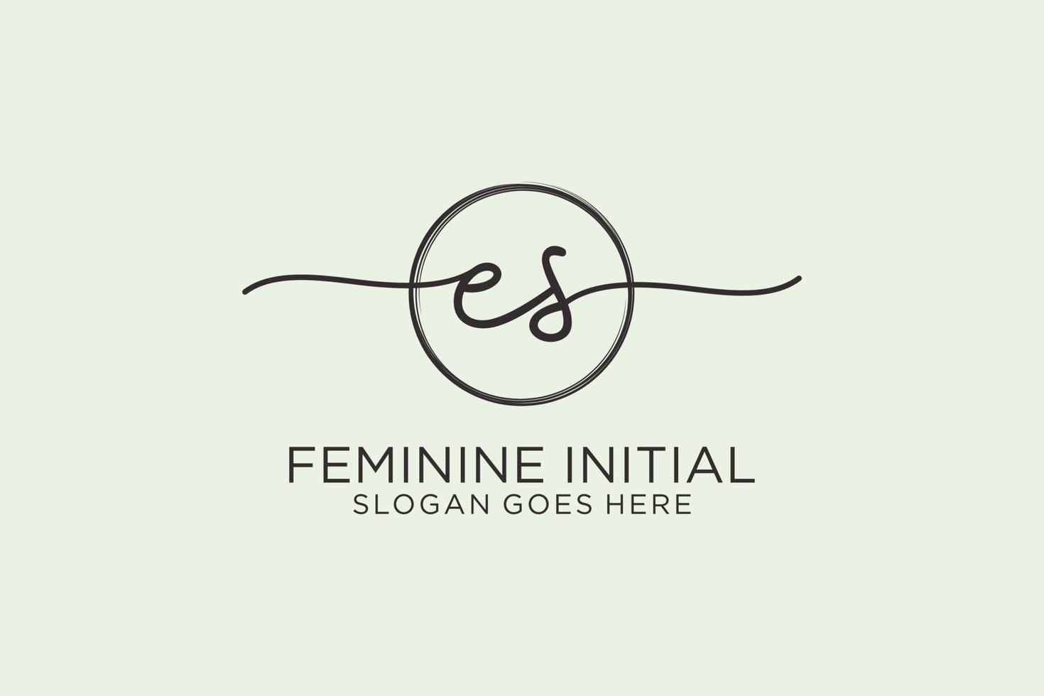 Initial ES handwriting logo with circle template vector logo of initial signature, wedding, fashion, floral and botanical with creative template.