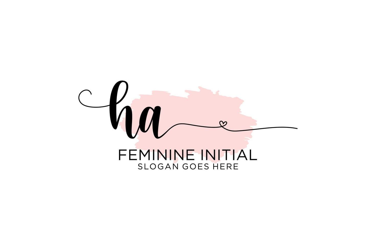 Initial HA beauty monogram and elegant logo design handwriting logo of initial signature, wedding, fashion, floral and botanical with creative template. vector